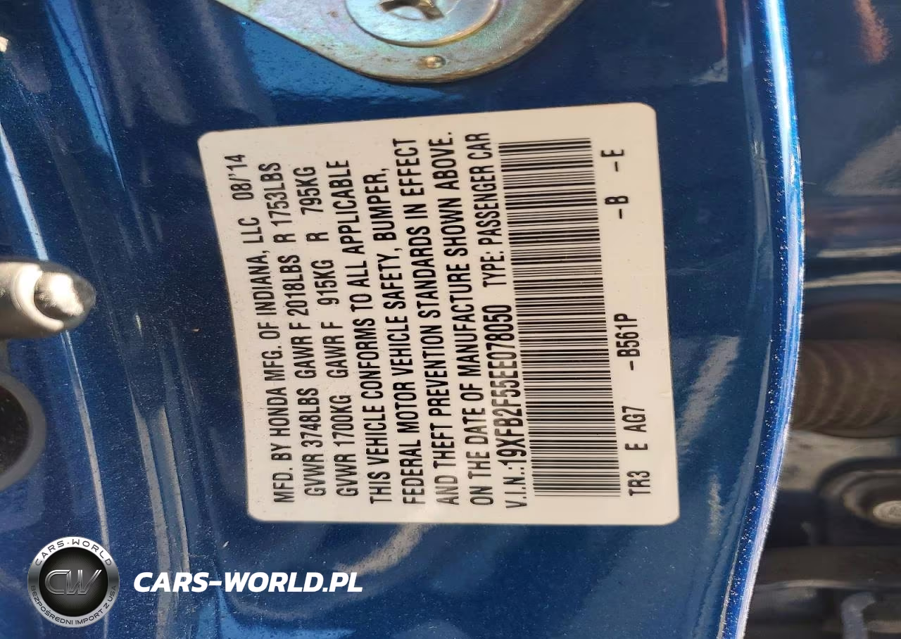 2014 Honda Civic Lx VIN:19XFB2F55EE078050 - 12