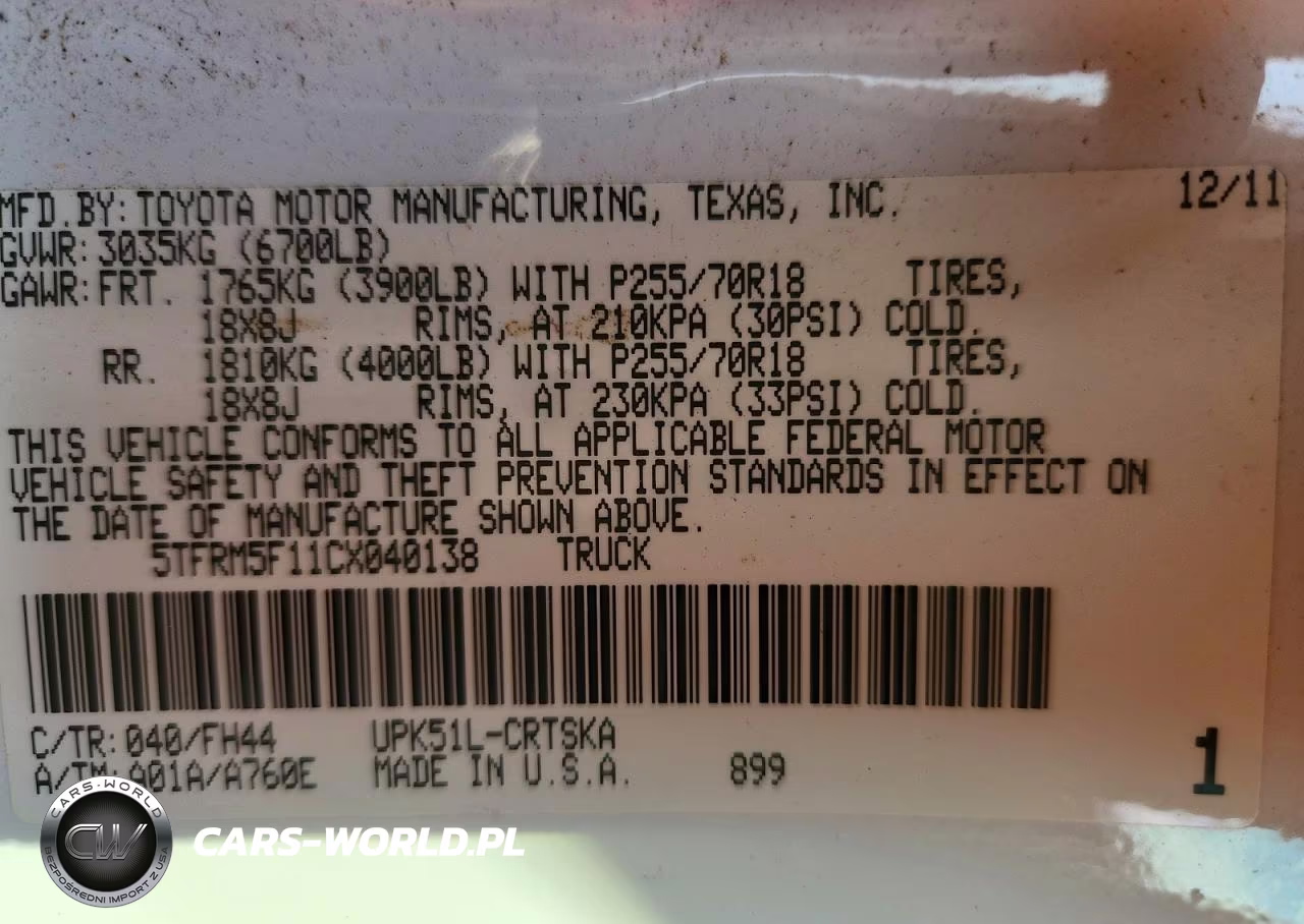 2012 Toyota Tundra Double Cab Sr5 VIN:5TFRM5F11CX040138 - 13
