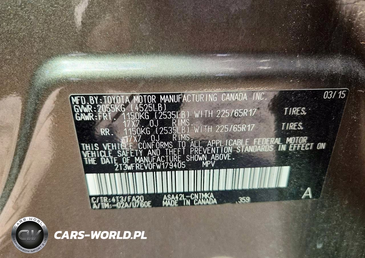 2015 Toyota Rav4 Xle VIN:2T3WFREV0FW179405 - 13
