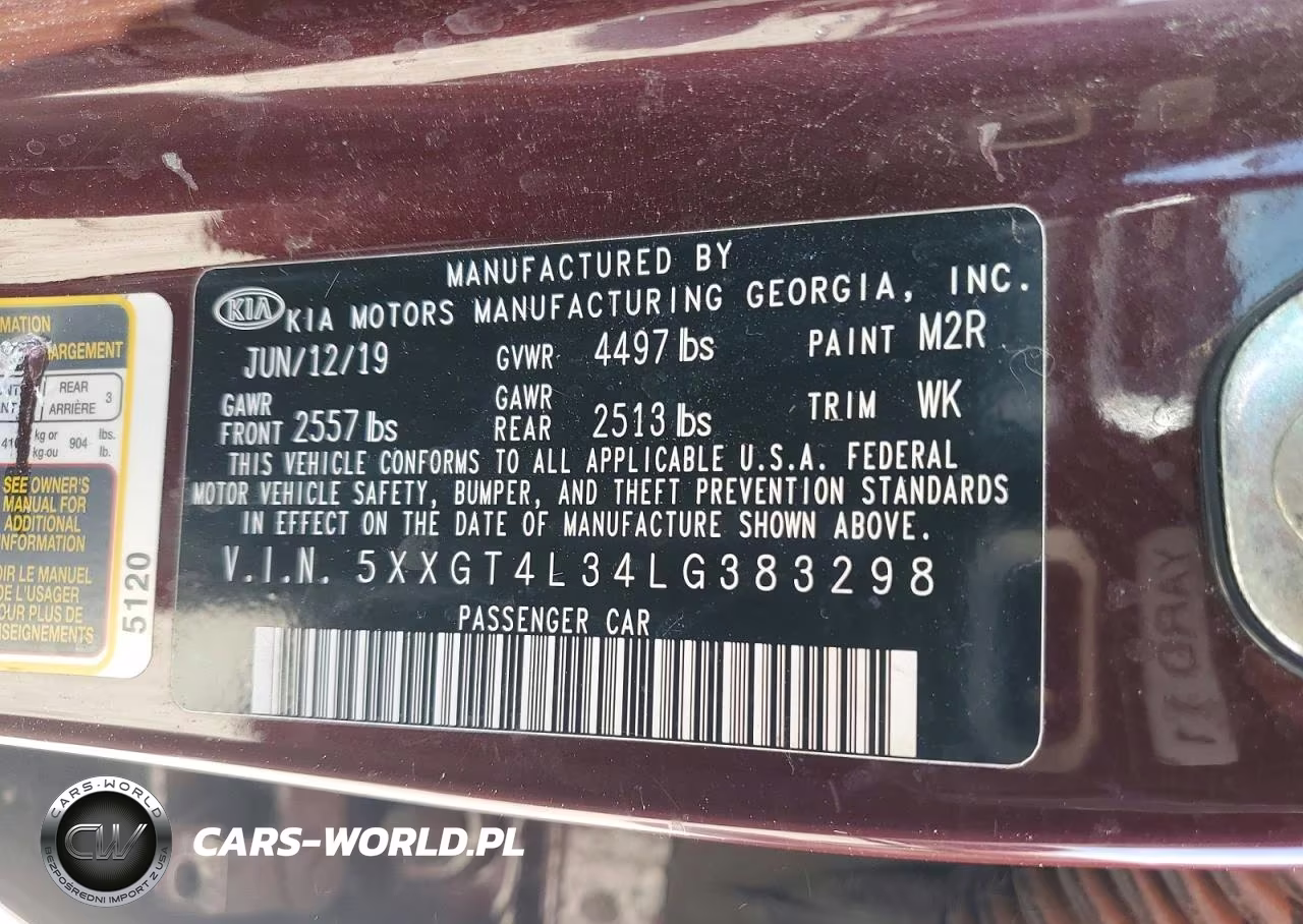 2020 Kia Optima Lx VIN:5XXGT4L34LG383298 - 12