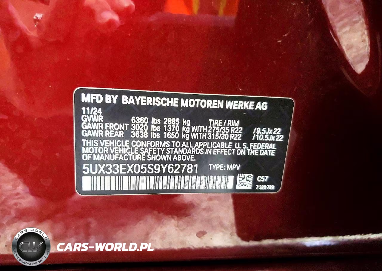2025 BMW X6 xDrive40I VIN:5UX33EX05S9Y62781 - 13