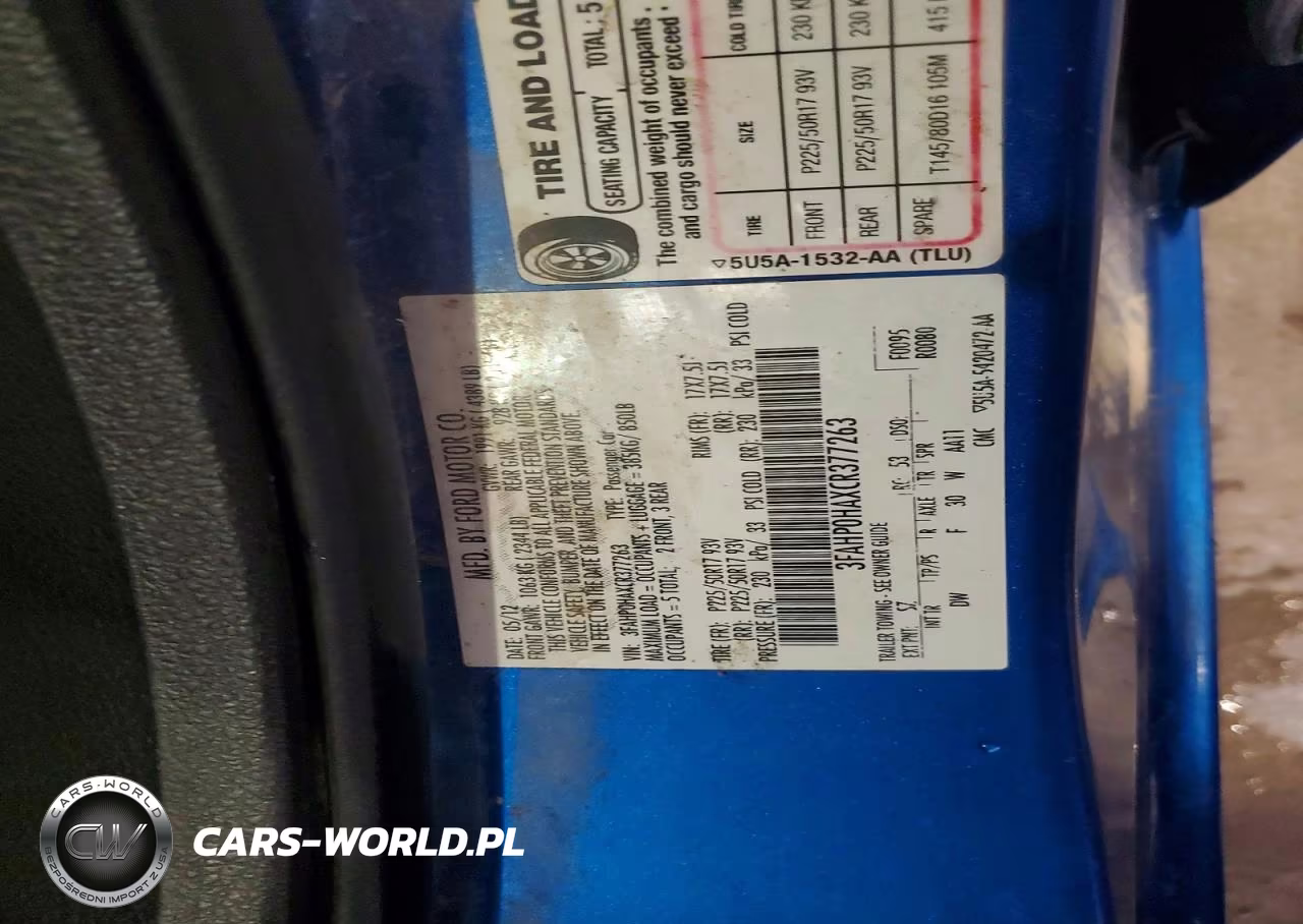 2012 Ford Fusion Se VIN:3FAHP0HAXCR377263 - 12