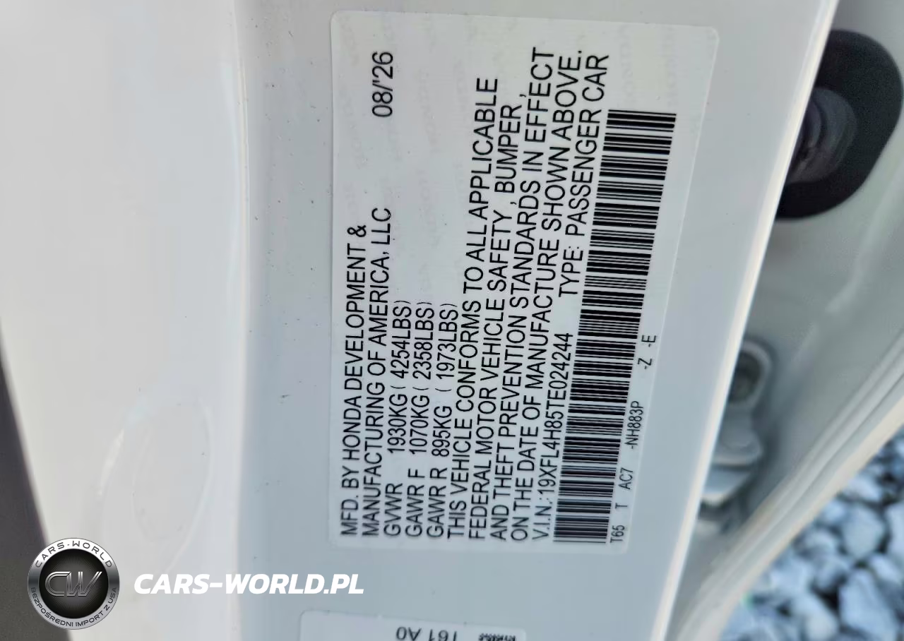 2026 Honda Civic Sport VIN:19XFL4H85TE024244 - 12
