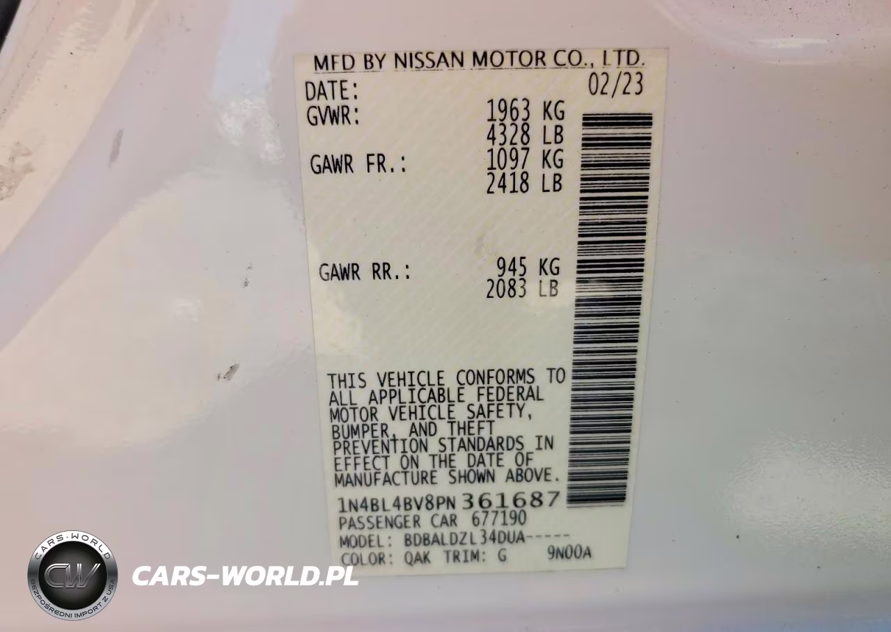 2023 Nissan Altima S VIN:1N4BL4BV8PN361687 - 13