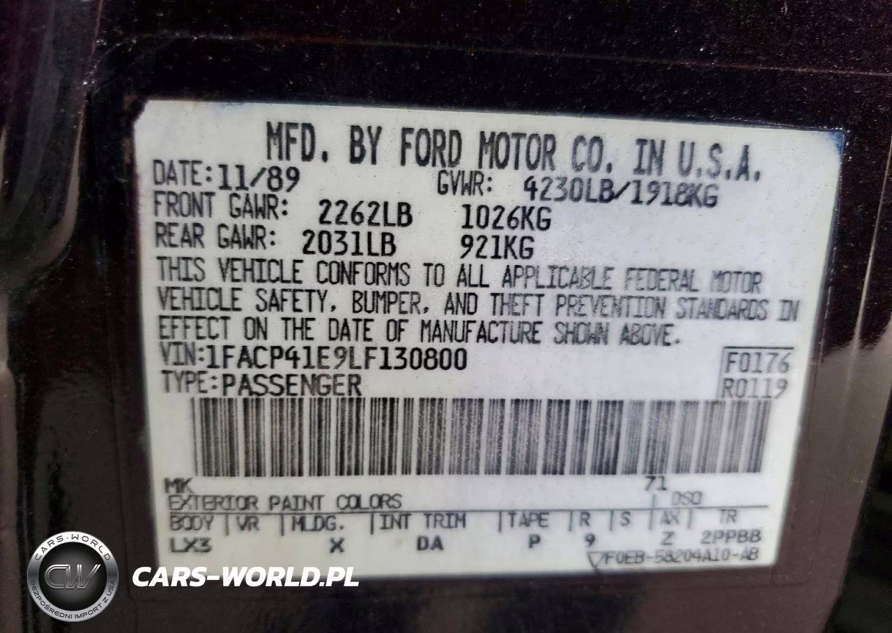 1990 Ford Mustang Lx VIN:1FACP41E9LF130800 - 12