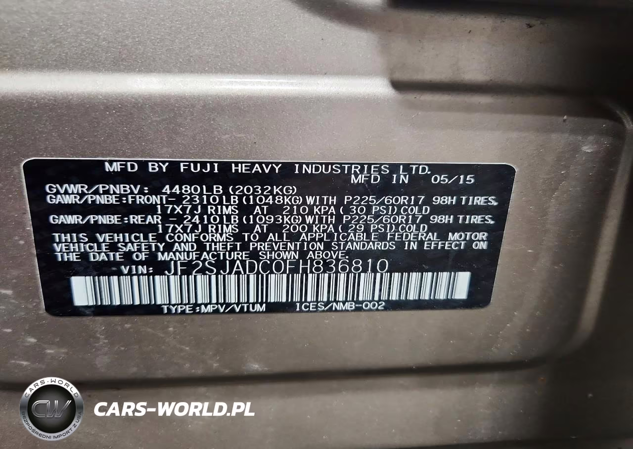 2015 Subaru Forester 2.5I Premium VIN:JF2SJADC0FH836810 - 12