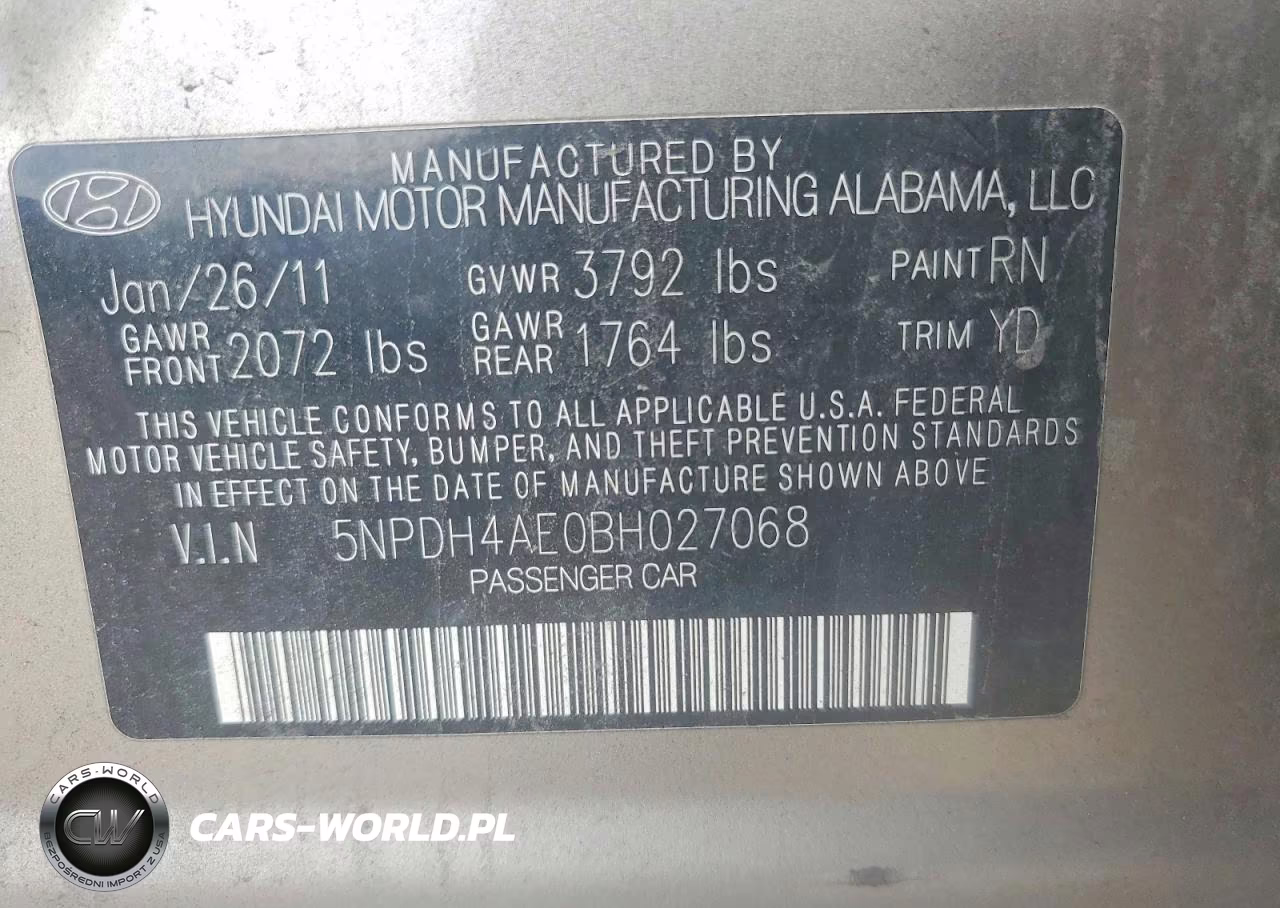 2011 Hyundai Elantra Gls VIN:5NPDH4AE0BH027068 - 12