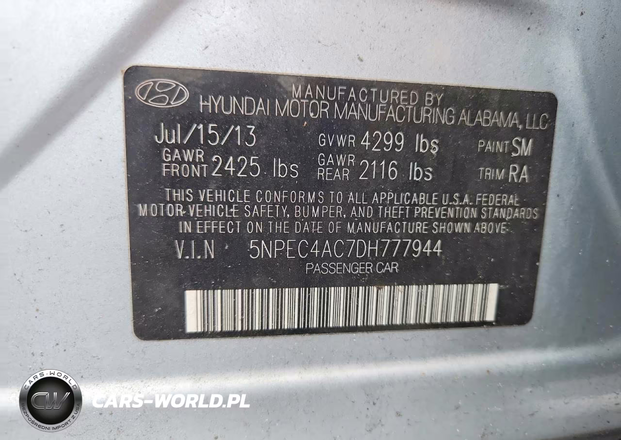 2013 Hyundai Sonata Limited VIN:5NPEC4AC7DH777944 - 12