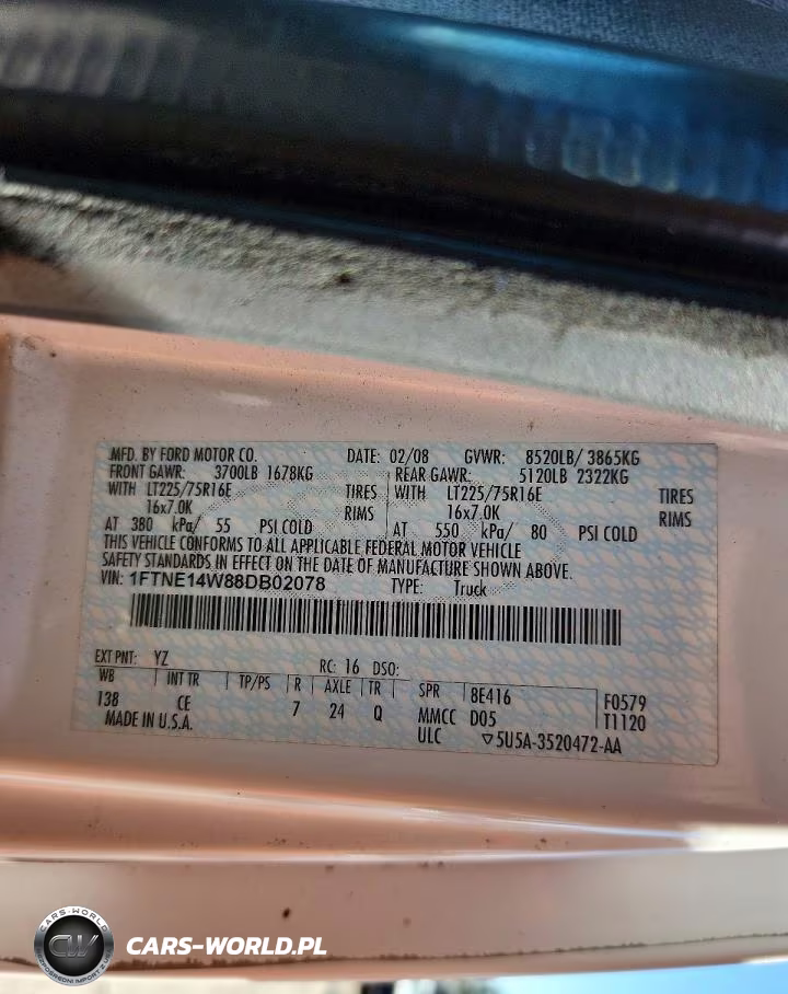 2008 Ford E150 Delivery Van VIN:1FTNE14W88DB02078 - 14