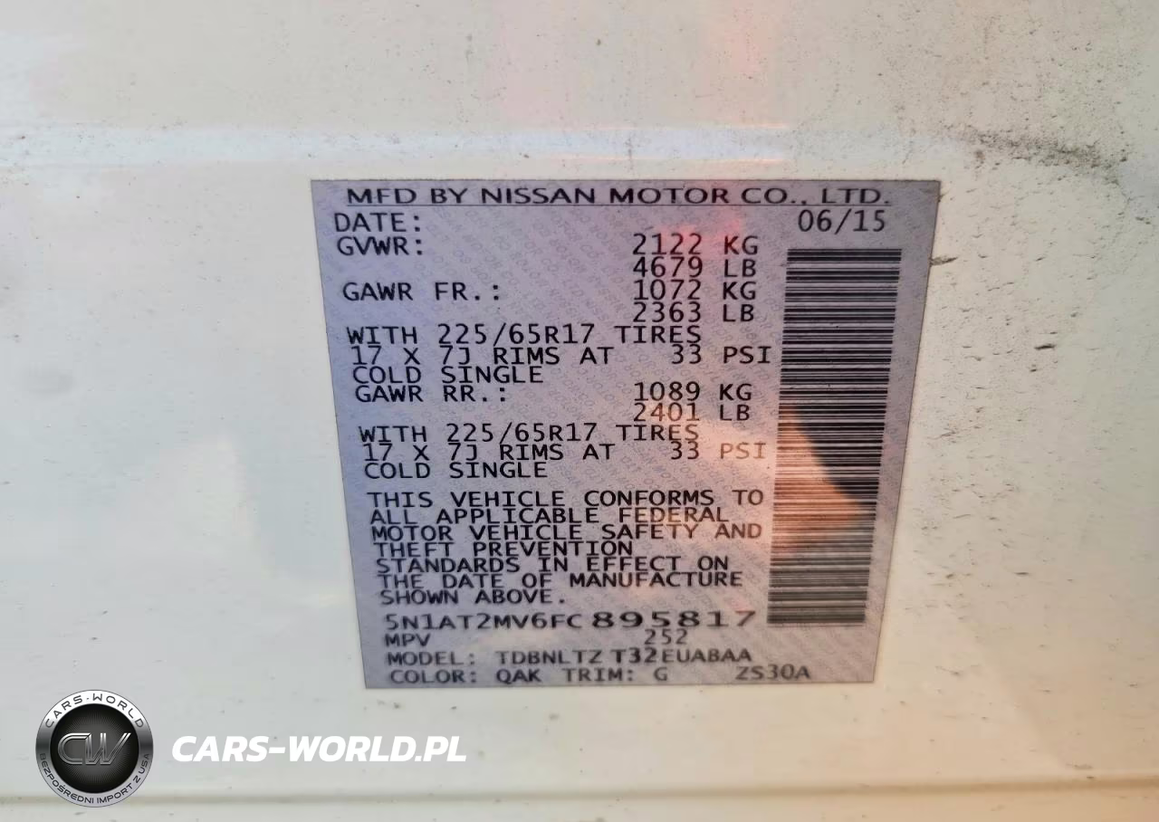 2015 Nissan Rogue Sv VIN:5N1AT2MV6FC895817 - 14