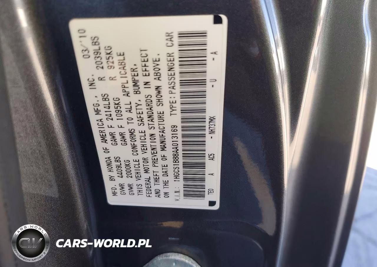 2010 Honda Accord Exl VIN:1HGCS1B88AA013169 - 12