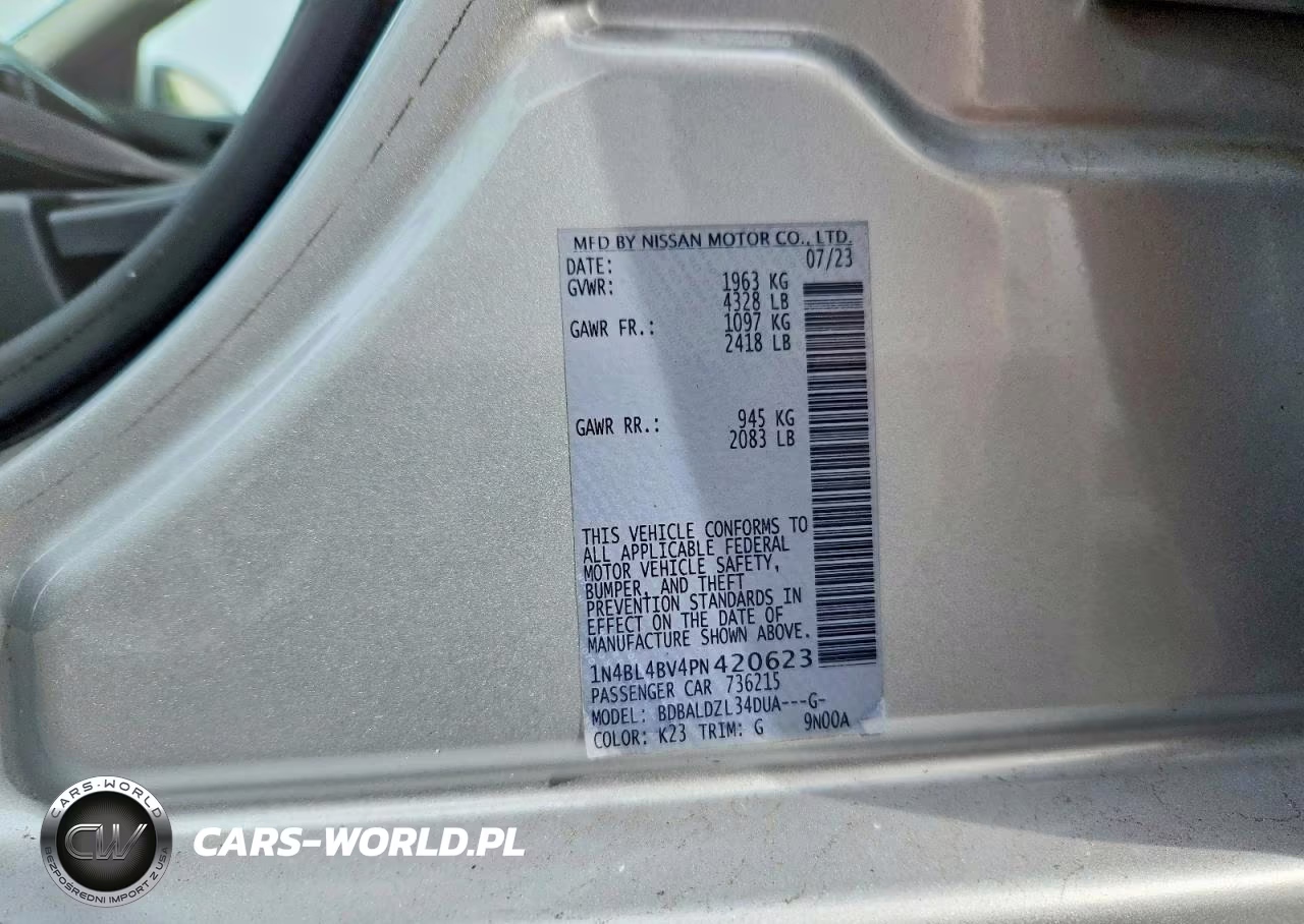2023 Nissan Altima S VIN:1N4BL4BV4PN420623 - 12