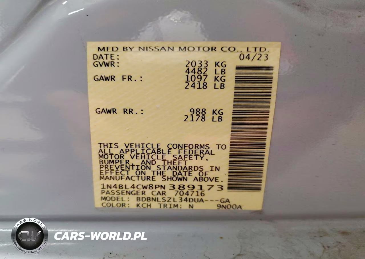 2023 Nissan Altima Sr VIN:1N4BL4CW8PN389173 - 12