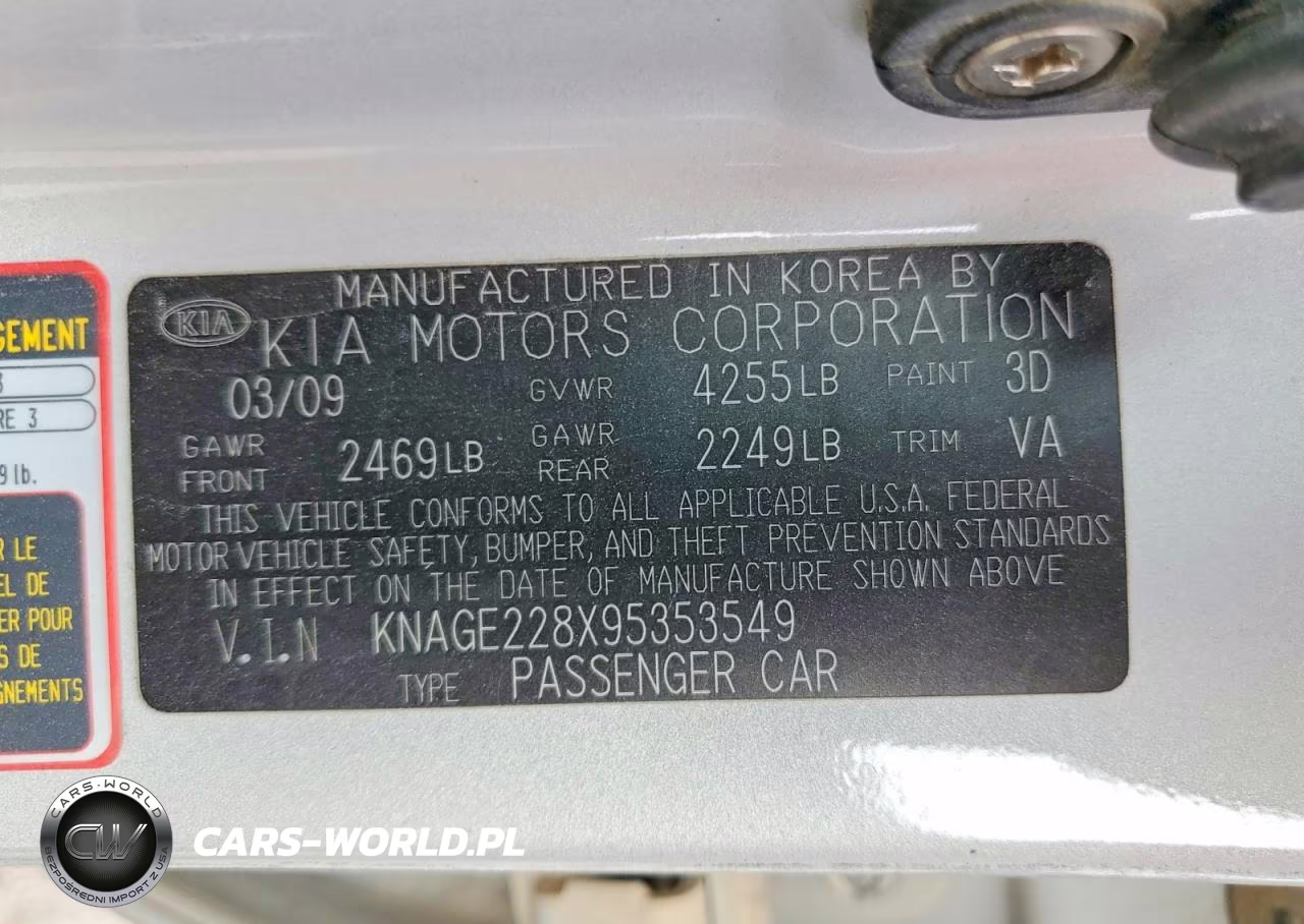 2009 Kia Optima Lx VIN:KNAGE228X95353549 - 12
