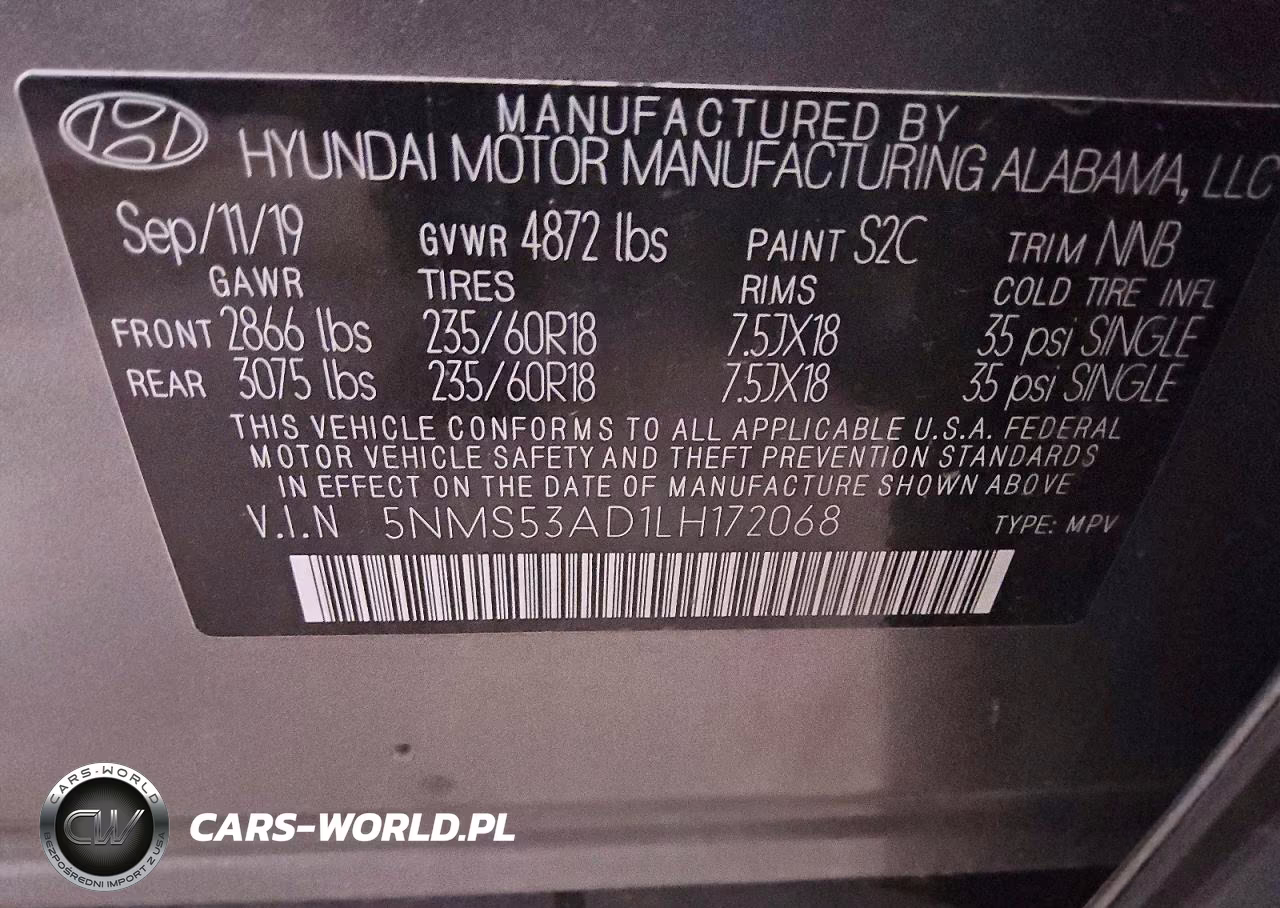 2020 Hyundai Santa Fe Limited VIN:5NMS53AD1LH172068 - 13