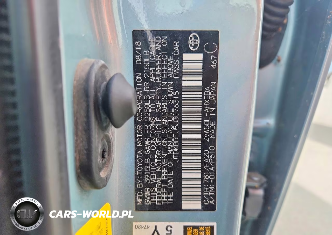 2018 Toyota Prius Two VIN:JTDKBRFU5J3076315 - 12