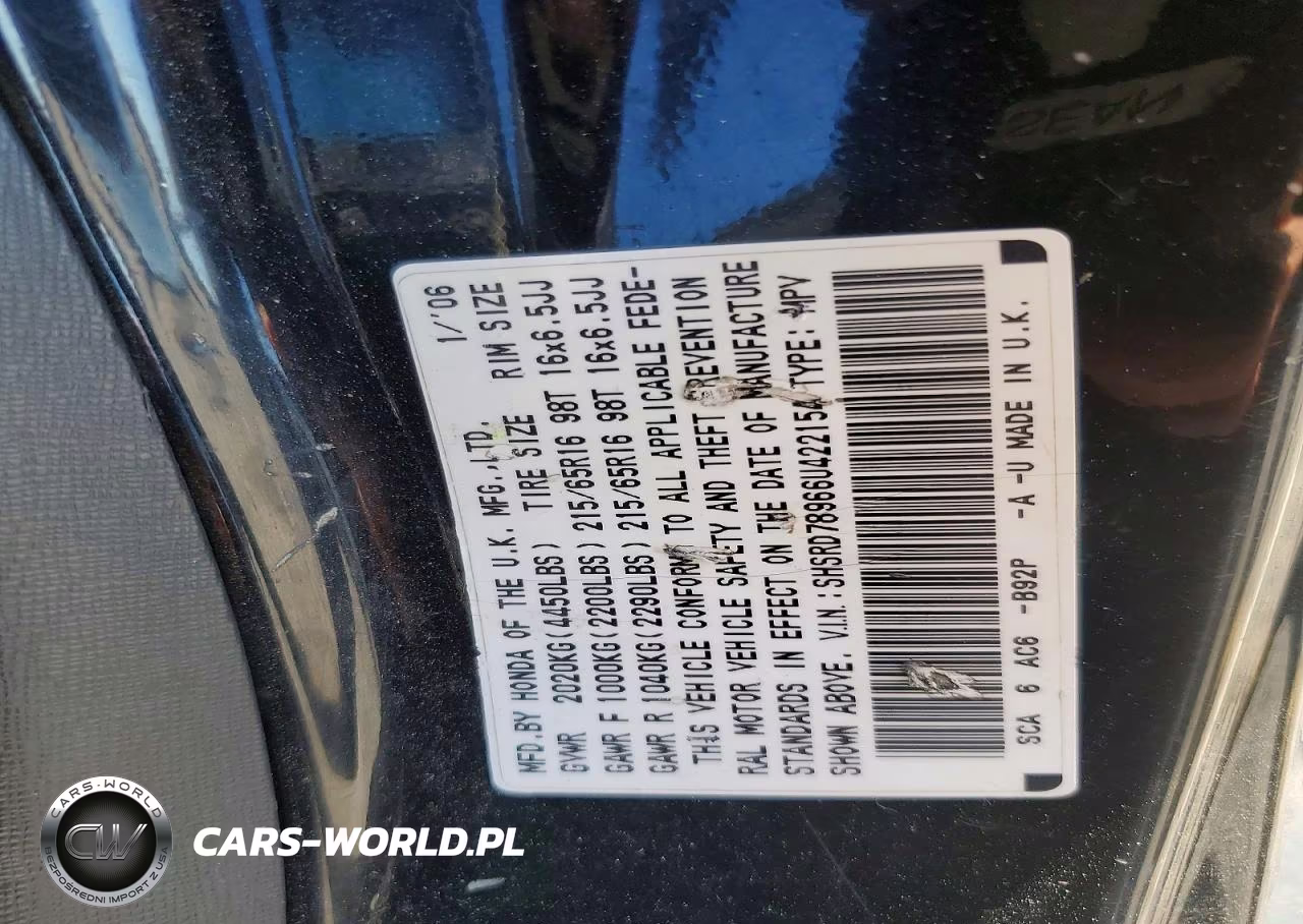 2006 Honda Cr-V Se VIN:SHSRD78966U422154 - 13
