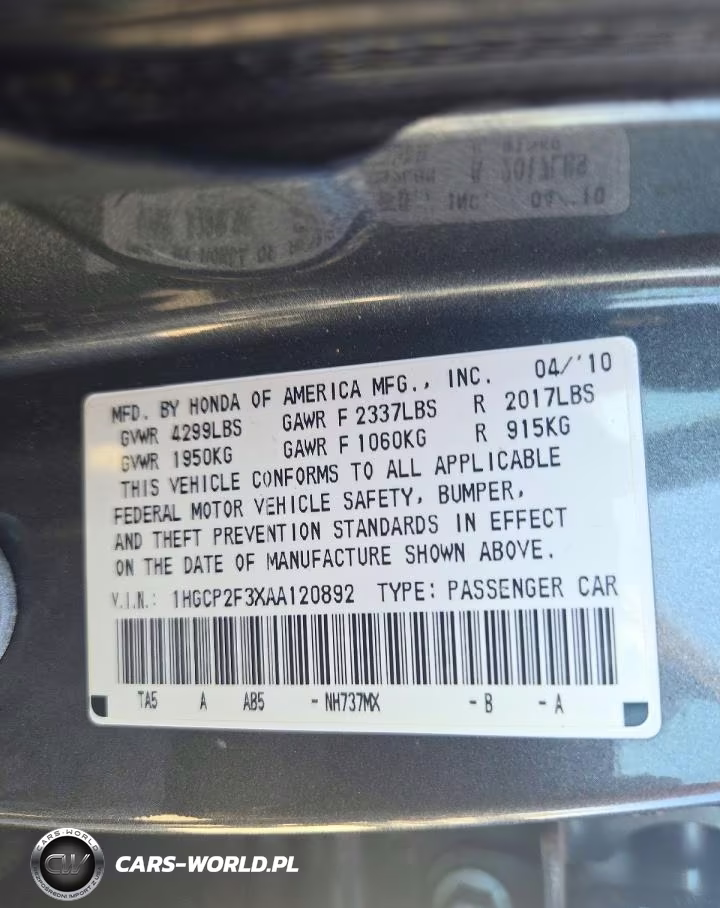 2010 Honda Accord Lx VIN:1HGCP2F3XAA120892 - 12
