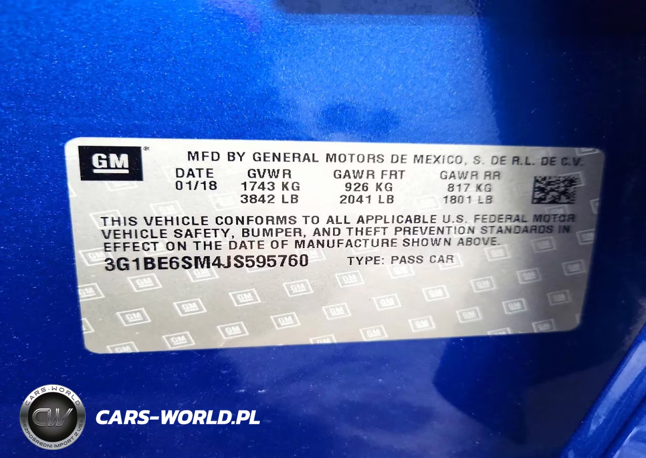 2018 Chevrolet Cruze Lt VIN:3G1BE6SM4JS595760 - 13