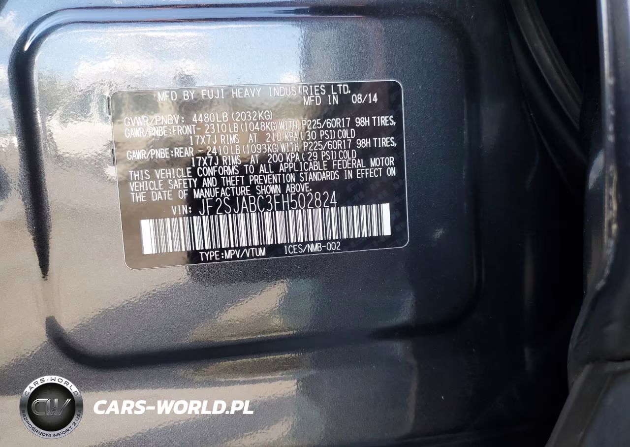 2015 Subaru Forester 2.5I VIN:JF2SJABC3FH502824 - 13