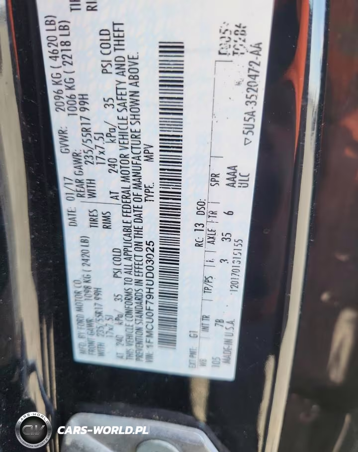2017 Ford Escape S VIN:1FMCU0F79HUD03025 - 13