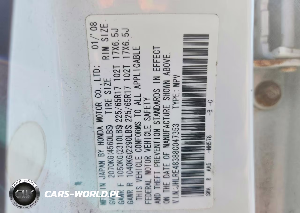 2008 Honda Cr-V Lx VIN:JHLRE48388C047353 - 13