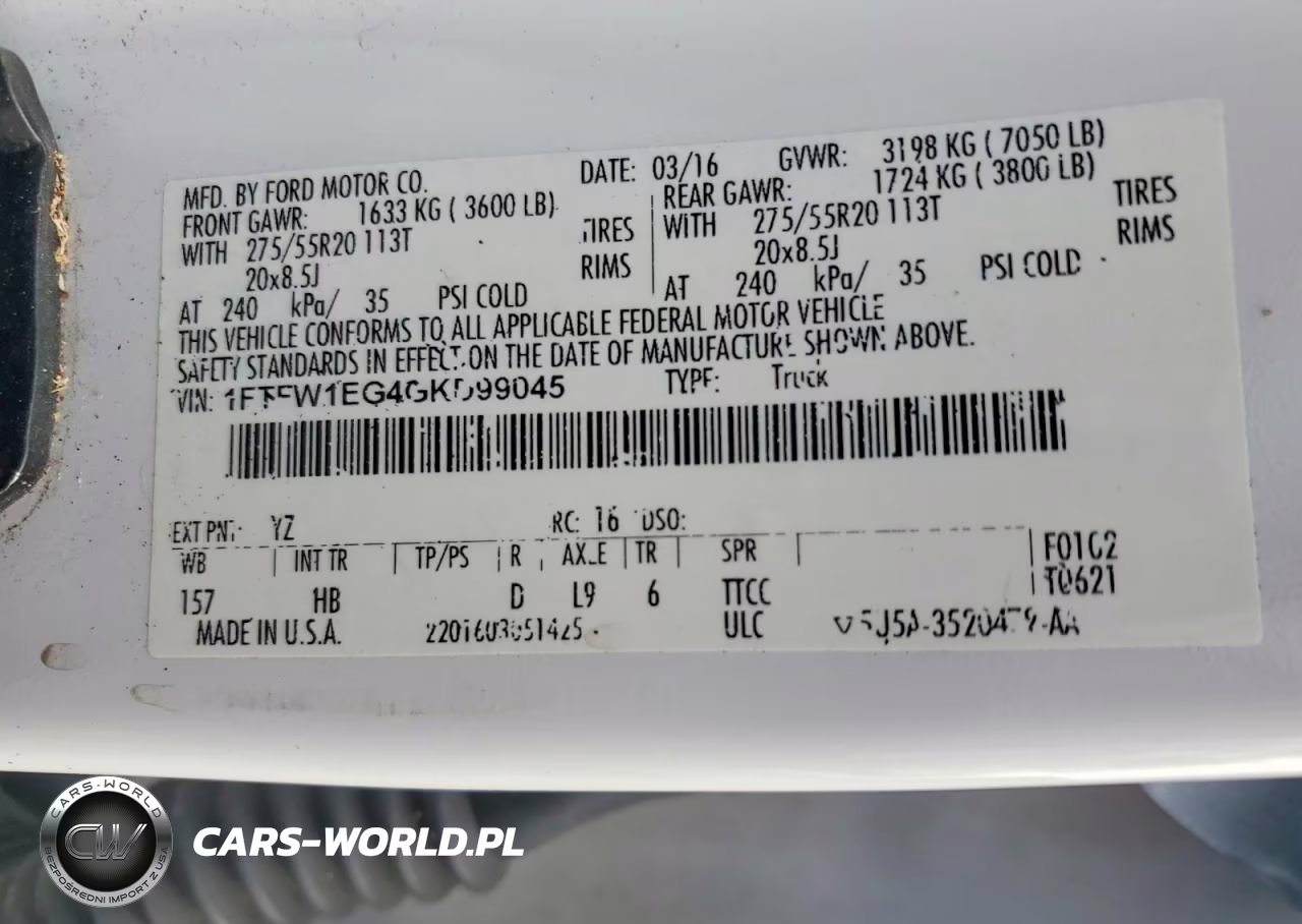 2016 Ford F150 Supercrew VIN:1FTFW1EG4GKD99045 - 13