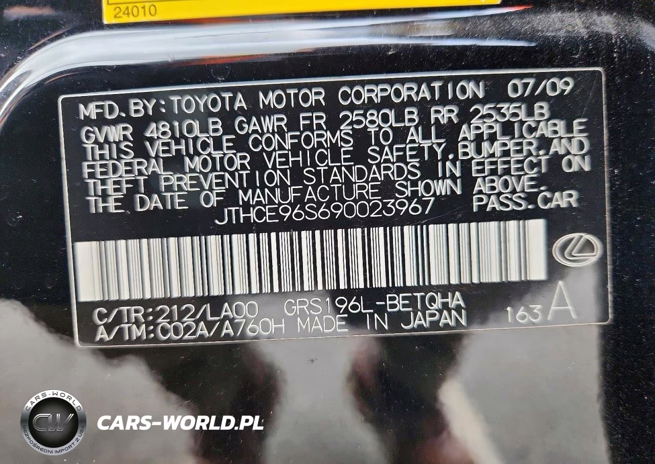 2009 Lexus Gs 350 VIN:JTHCE96S690023967 - 12