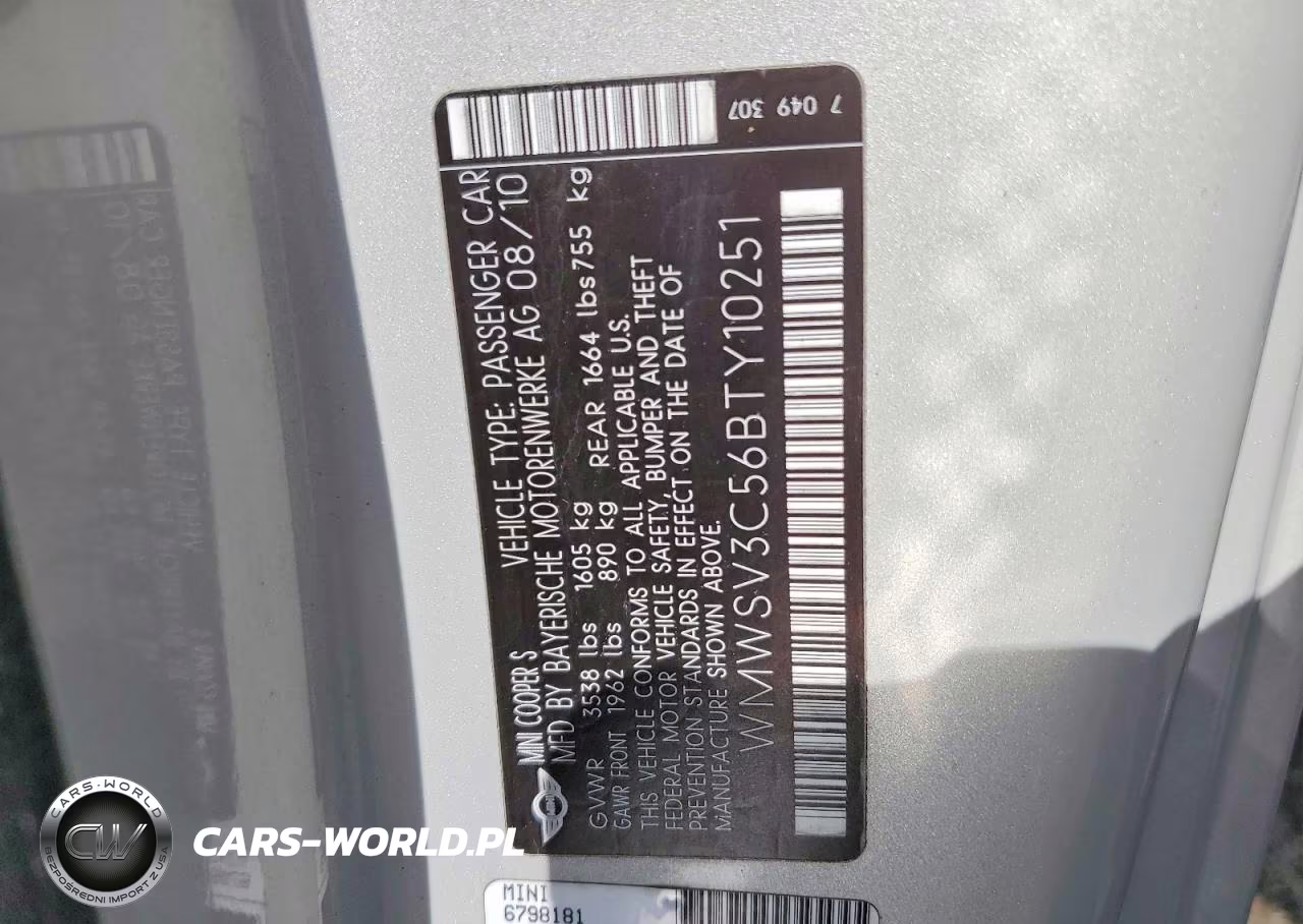 2011 Mini Cooper S VIN:WMWSV3C56BTY10251 - 12