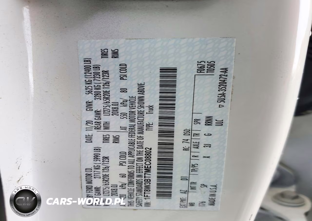2021 Ford F350 Super Duty VIN:1FT8W3BT7MEC08802 - 12