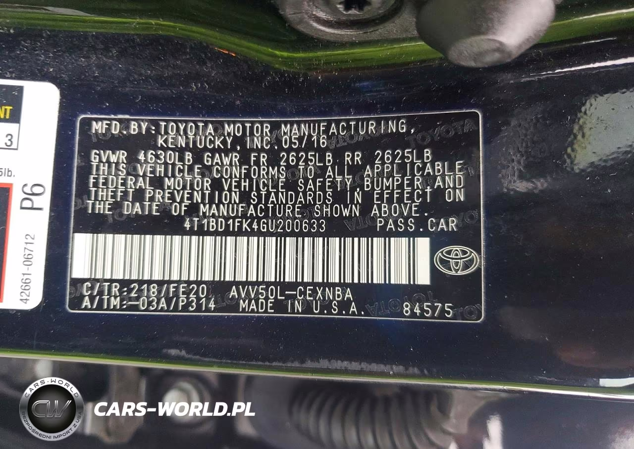2016 Toyota Camry Hybrid Le VIN:4T1BD1FK4GU200633 - 12