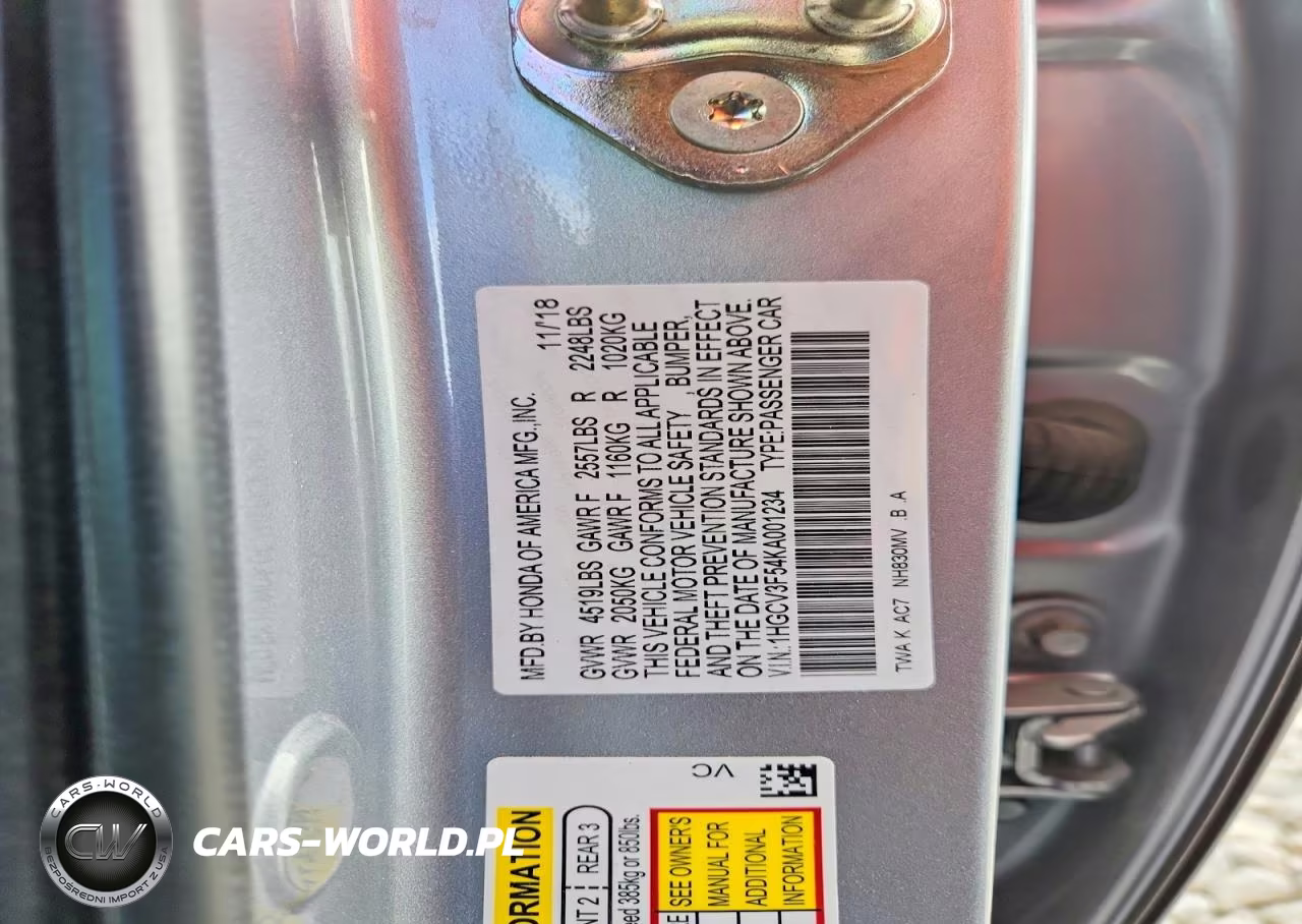 2019 Honda Accord Hybrid Exl VIN:1HGCV3F54KA001234 - 12