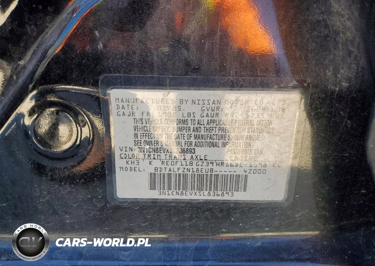 2025 Nissan Versa Sv VIN:3N1CN8EVXSL836893 - 12