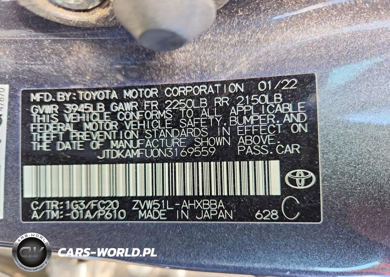 2022 Toyota Prius L Eco VIN:JTDKAMFU0N3169559 - 12