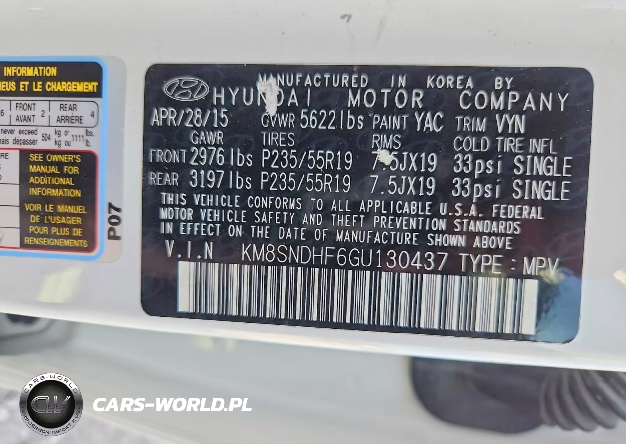 2016 Hyundai Santa Fe Limited VIN:KM8SNDHF6GU130437 - 13