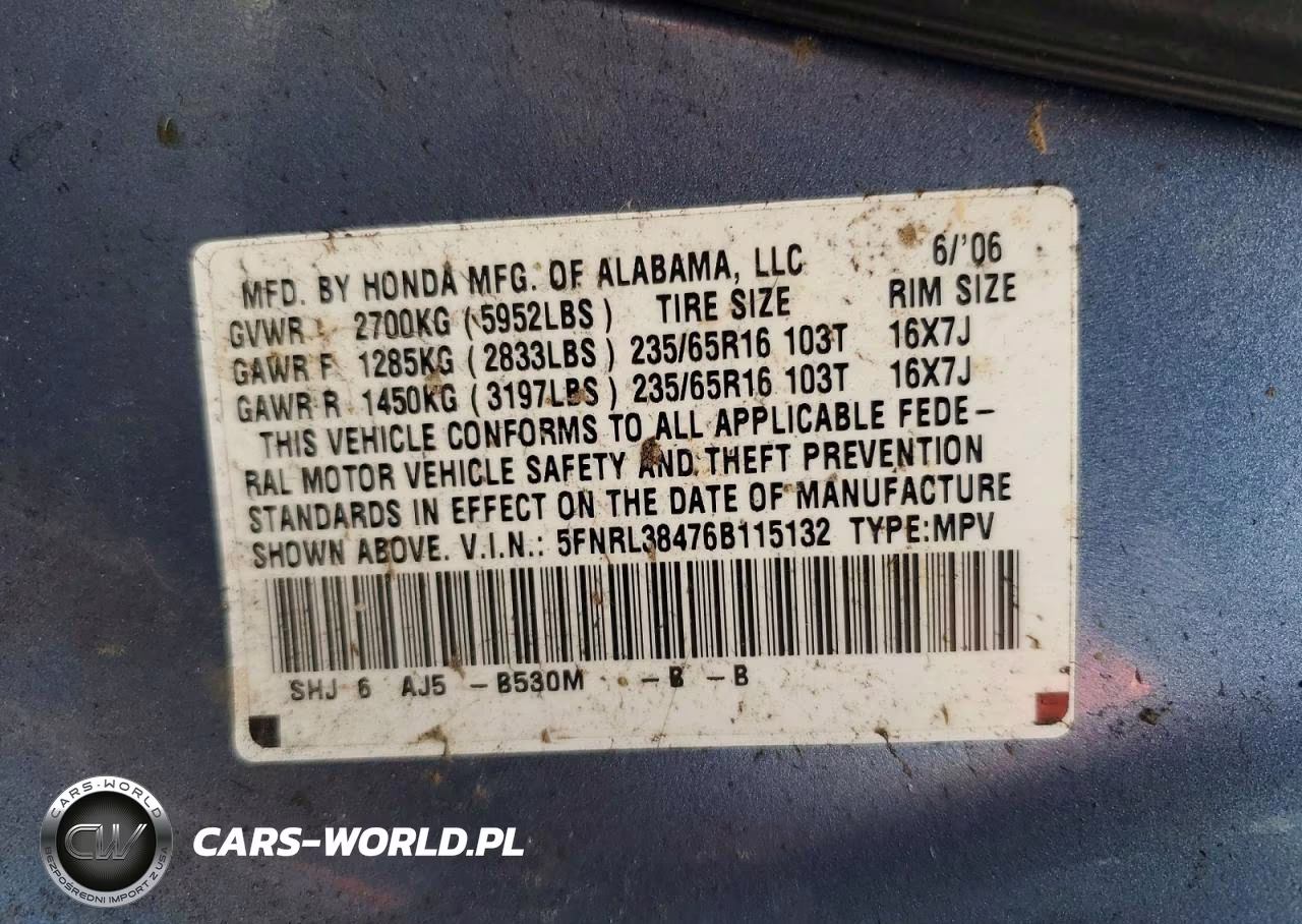 2006 Honda Odyssey Ex VIN:5FNRL38476B115132 - 13