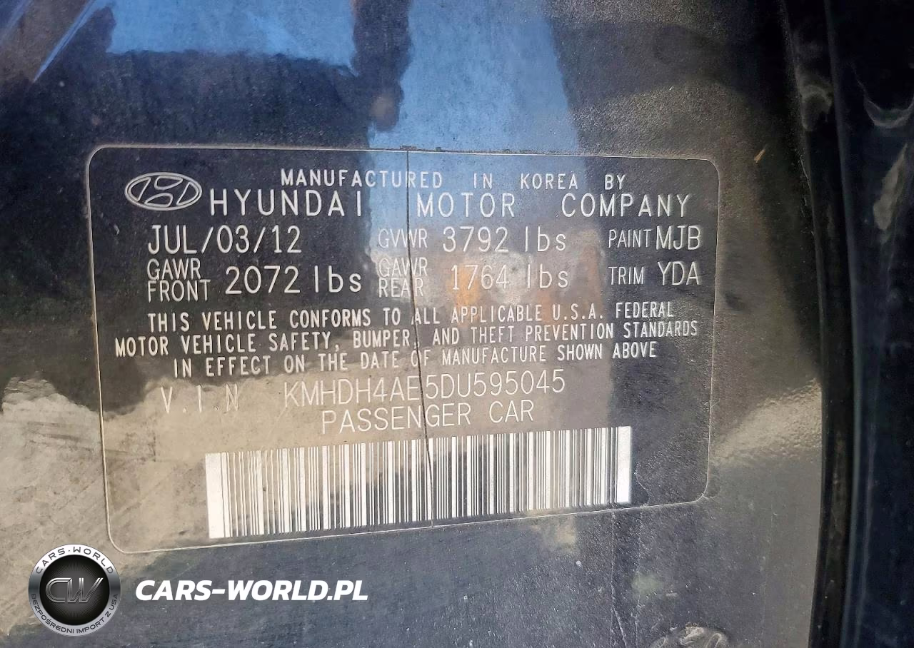 2013 Hyundai Elantra Gls VIN:KMHDH4AE5DU595045 - 13