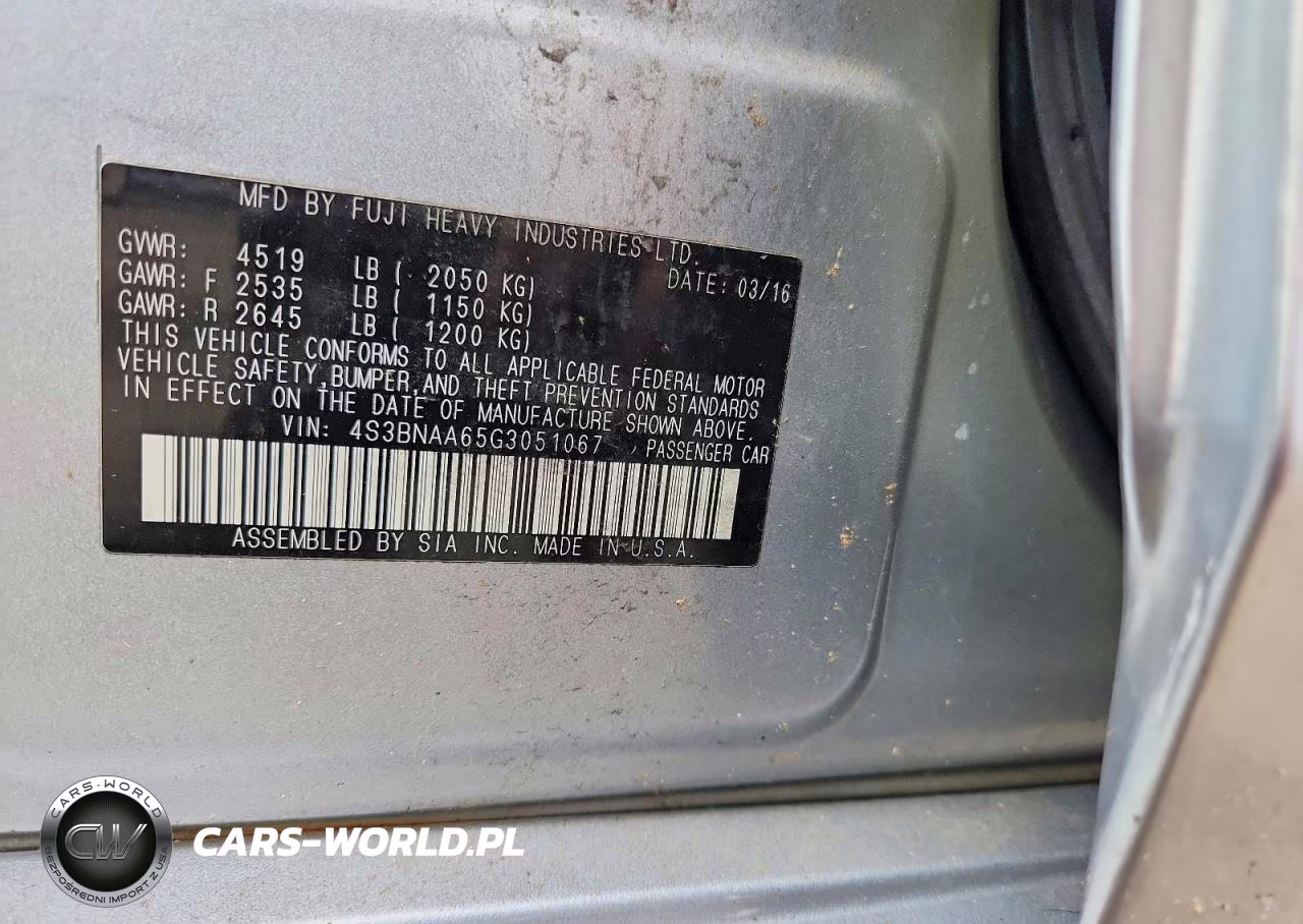 2016 Subaru Legacy 2.5I VIN:4S3BNAA65G3051067 - 12