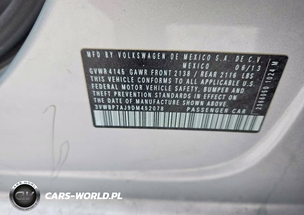 2013 Volkswagen Jetta Se VIN:3VWBP7AJ9DM452078 - 12