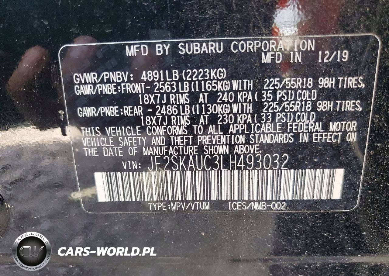2020 Subaru Forester Limited VIN:JF2SKAUC3LH493032 - 12