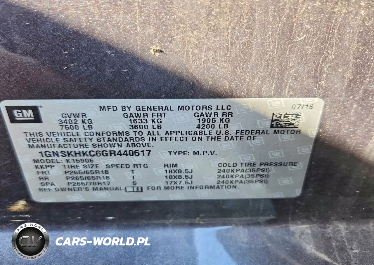 2016 Chevrolet Suburban K1500 Lt VIN:1GNSKHKC6GR440617 - 13