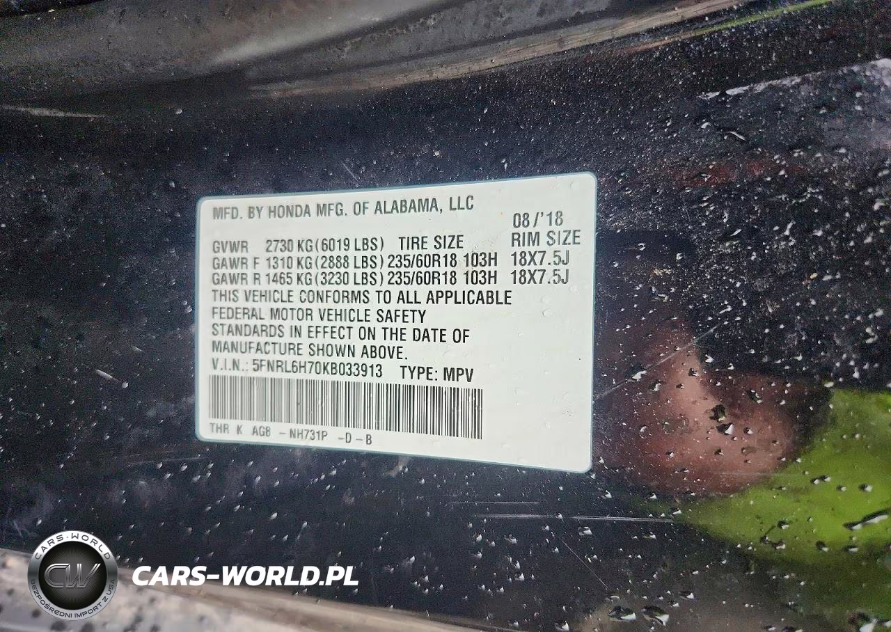 2019 Honda Odyssey Exl VIN:5FNRL6H70KB033913 - 13