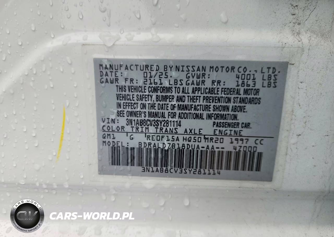 2025 Nissan Sentra Sv VIN:3N1AB8CV3SY281114 - 12