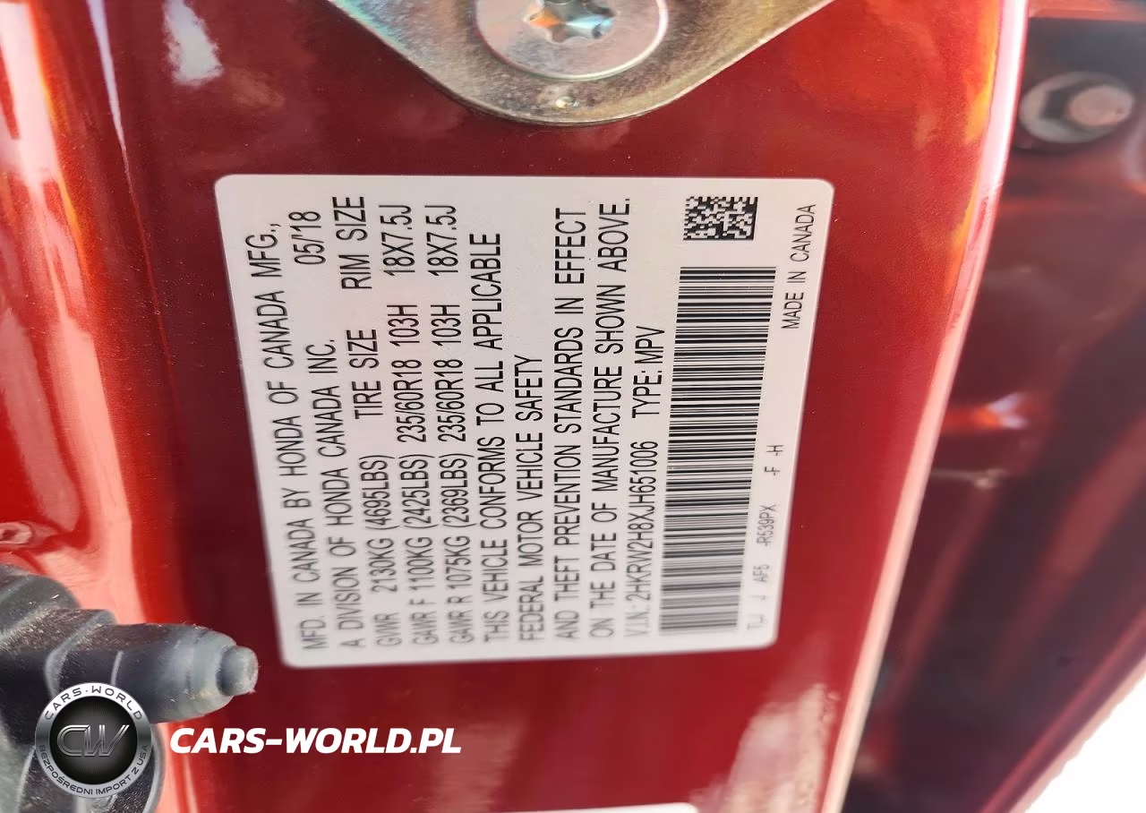 2018 Honda Cr-V Exl VIN:2HKRW2H8XJH651006 - 13