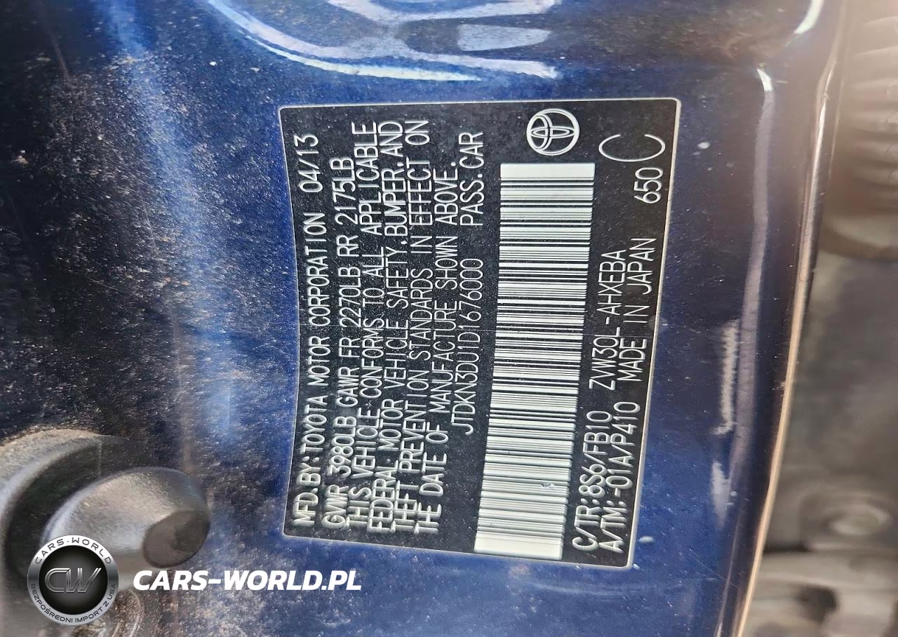 2013 Toyota Prius Two VIN:JTDKN3DU1D1676000 - 12
