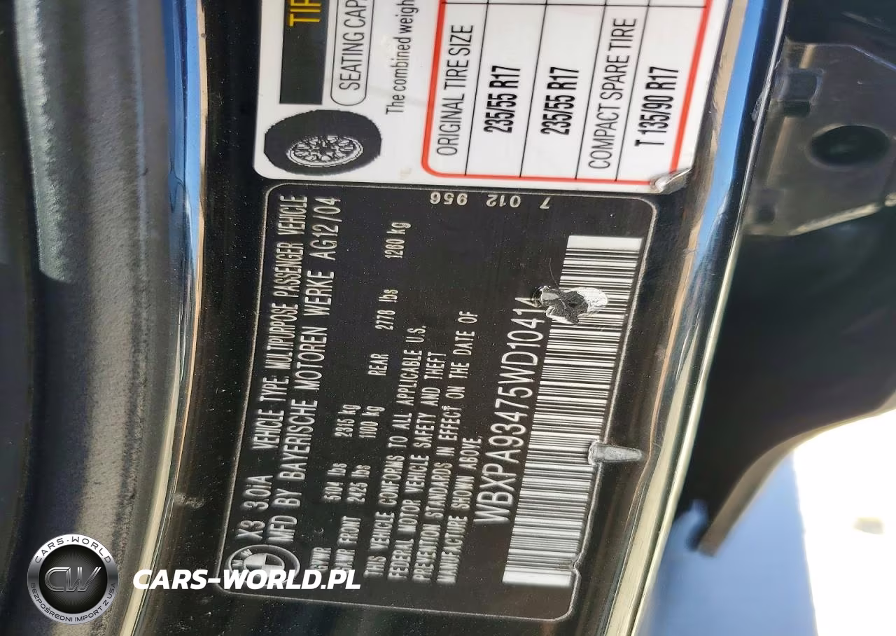 2005 BMW X3 3.0I VIN:WBXPA93475WD10414 - 14