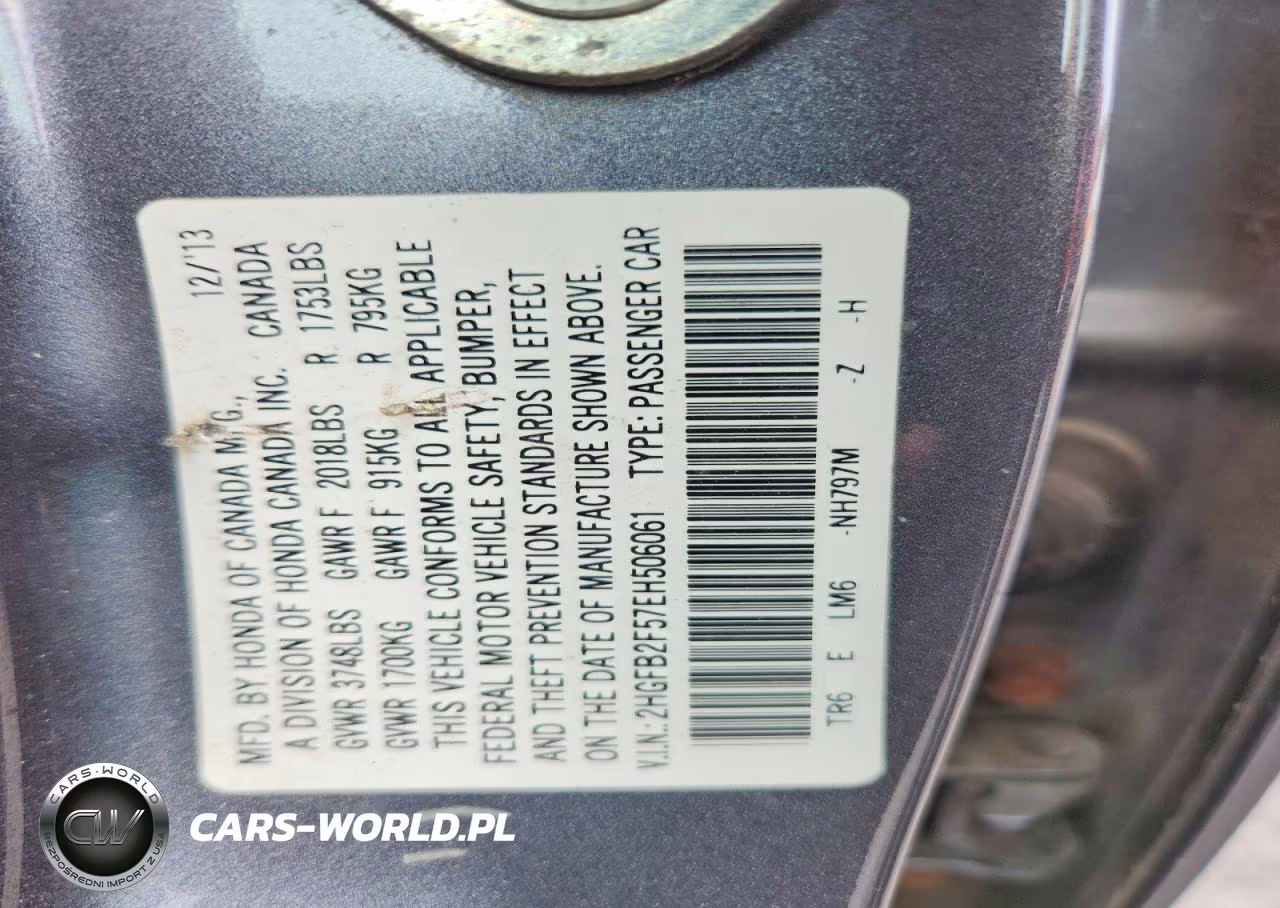 2014 Honda Civic Lx VIN:2HGFB2F57EH506061 - 12