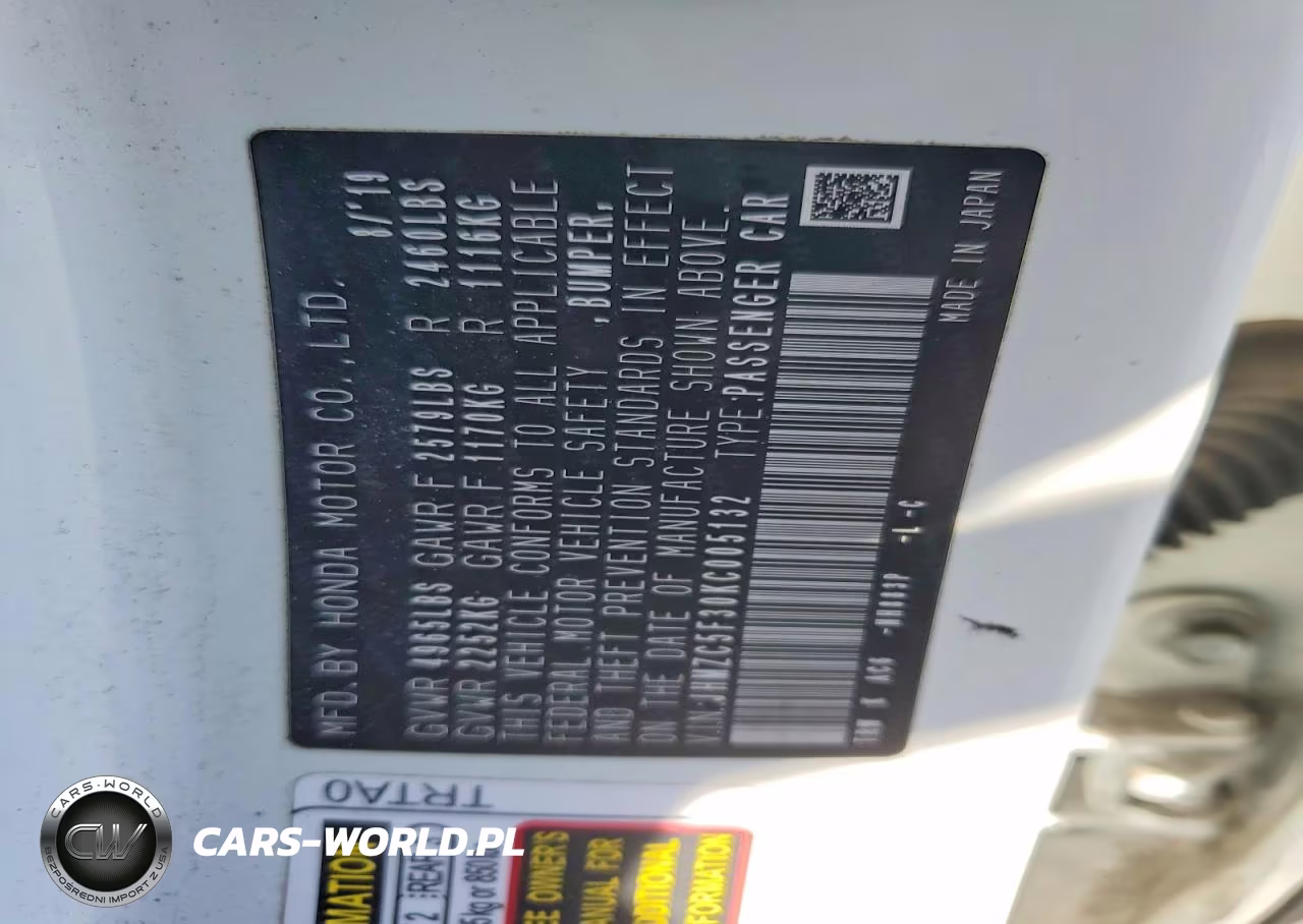 2019 Honda Clarity Touring VIN:JHMZC5F30KC005132 - 12