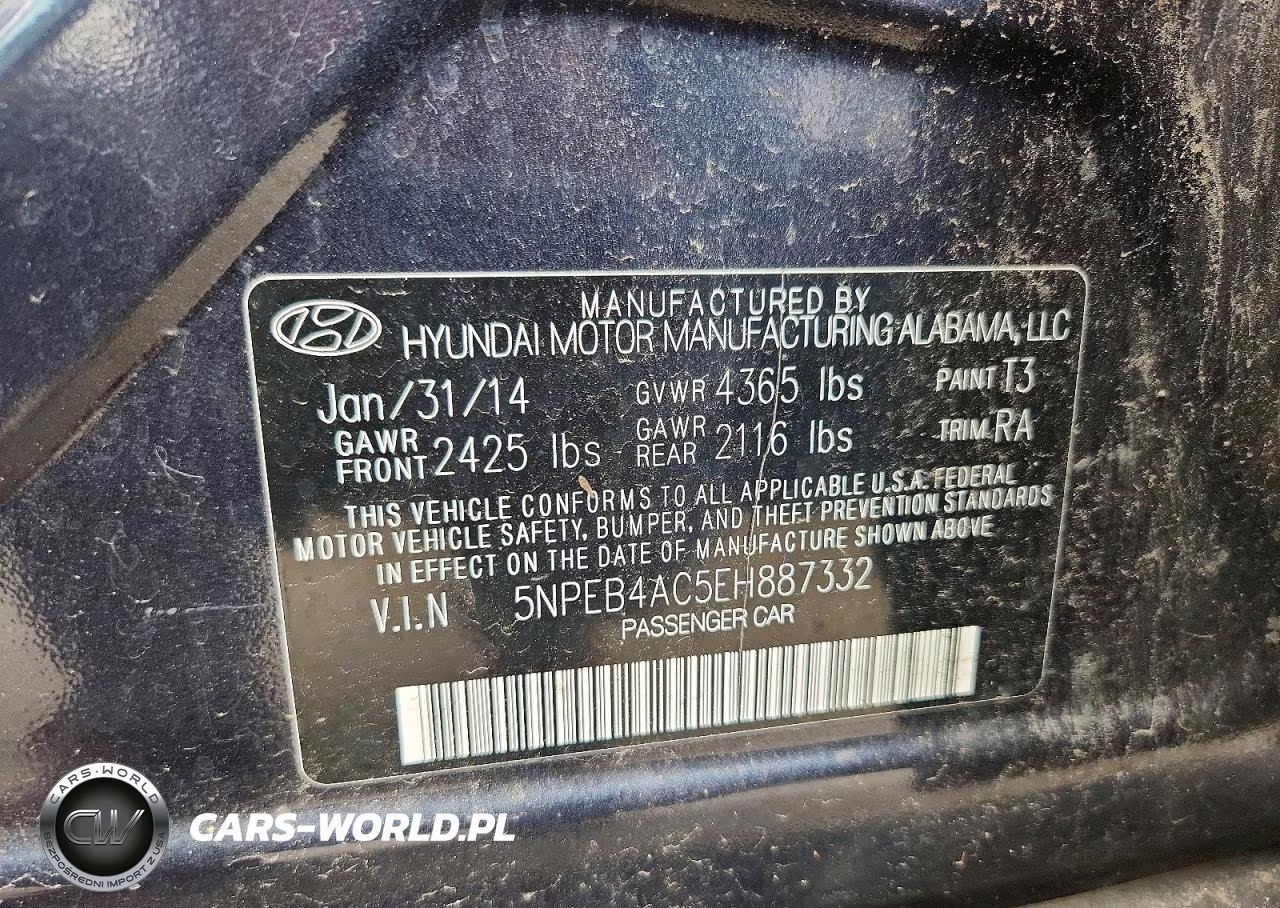 2014 Hyundai Sonata Gls VIN:5NPEB4AC5EH887332 - 12
