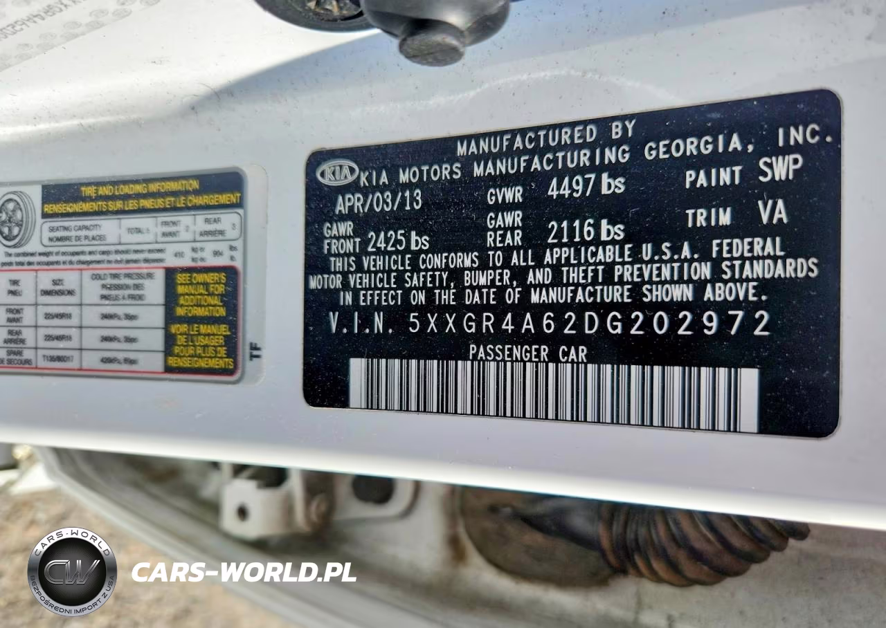 2013 Kia Optima Sx VIN:5XXGR4A62DG202972 - 12